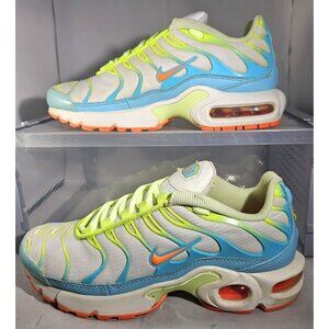 Nike Youth's TN  Air Max Plus Lime Green/White/Blue/Orange Sneakers Size 5Y